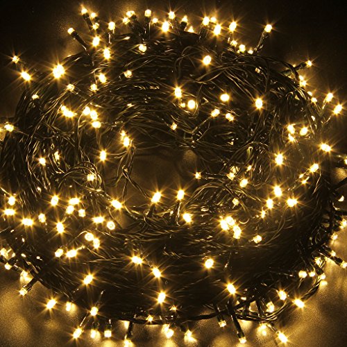 Excelvan Safe 24V 250 Leds 50m/164 Feet 8 Modes Green String Fairy Lights for Outdoor, Bedroom, Wedding Party Christmas, Garden, Patio, Home (Warm White)