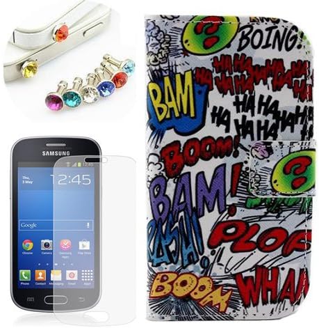 misahouse PU leather case for Samsung Galaxy Trend Lite Wallet PU Stand Cover protector + free Screen protector, free dust stopper - Alphabet