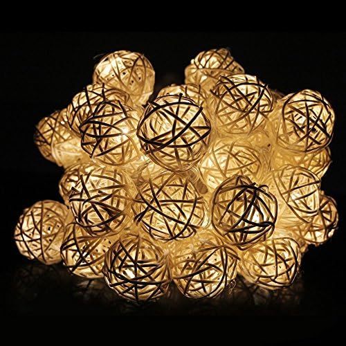 SBX 20 Rattan Balls(2.6M) Storm Cream White Rattan Ball Fairy String Lights,Warm White- Ideal Wedding, Christmas & Party String Lights Holiday Home Bedroom Use