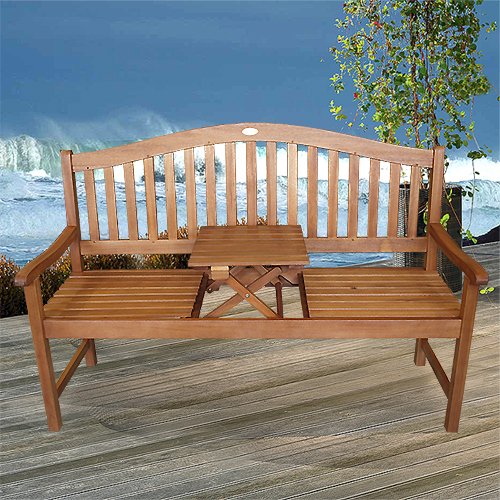 Gartenbank Sitzbank 3-Sitzer mit Tisch geölt – FSC | »»» Gartenbänke