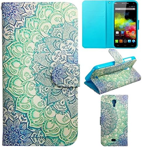 Wiko Bloom Case Wiko Bloom Kickstand Case,Tribe-Tiger Green Datura Design Premium PU Leather Wallet Flip Folio Kickstand Case Cover for Wiko Bloom