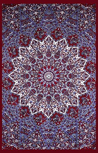 Queen Star Mandala Tapestry, Indian Hippie Wall Hanging , Bohemian Bedspread, Mandala Cotton Dorm Decor Beach blanket- AndExports