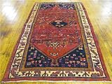 4'4 x 7'10 Red Persian Hand Knotted Wool Shiraz Rug