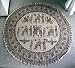 Persian Kalamkar Block-print Round Tablecloth with Zoroastrian Imagery Ahura Mazda, Faravahar, Persepolis #1978