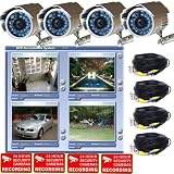 4 Channel Security Camera DVR System with IR Day Night Outdoor CCD Cameras and Camera Power Supply 1R0