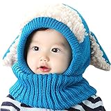 Petit Bella ニット帽 ベビー キッズ ヒツジ耳 ボアつき 女の子 男の子（ブルー、フリー）