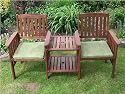 Memphis Tete A Tete Hardwood Companion Seat Complete With Olive Green Seat Pad