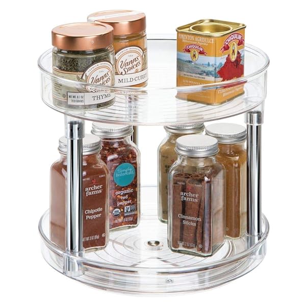 Mdesign 2 Tier Lazy Susan Turntable Food Storage Container For
