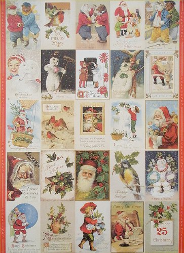 Cavallini Vintage Christmas Postcard Paper 20×28 Inch Sheet