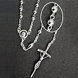 Silver Tone Rosary with 4mm Filigree Beads and 11.5" Chain