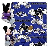 Disney/NFL Baltimore Ravens Mickey Character Shaped Pillow with 40-Inch-by-50-Inch Fleece Throw Set