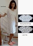 RocketWear Women's Raining Cats and Dogs Print Short Sleeve Cotton Knit Dress/Sleepshirt
