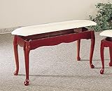 IMAGE OF Queen Anne Style Cherry Wood Finsih Piano Bench Chair Stool w/Storage