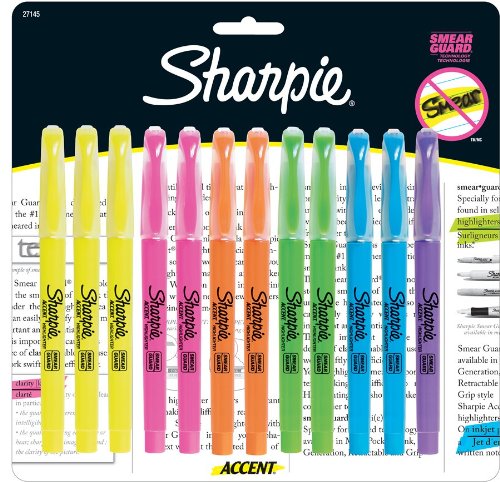 Sharpie Accent Pocket-Style Highlighters, 12 Colored Highlighters
