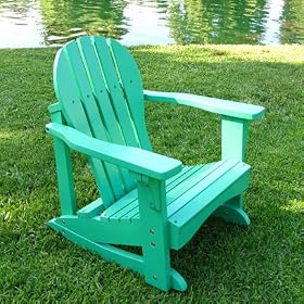 Patio kids adirondack rocker chair green cedar wood high back lead free by 