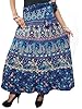 Mogul Blue Wrap Skirt Animals Print Cotton Indian Long Wrap Around Skirt