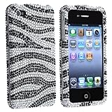 Apple iPhone 4G Full Diamond Case - Silver Zebra Design (Rear Only)