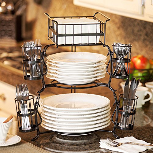 Serving Stackable Buffet Caddy 7 Pieces Kitchen Utensils Dishes Holder