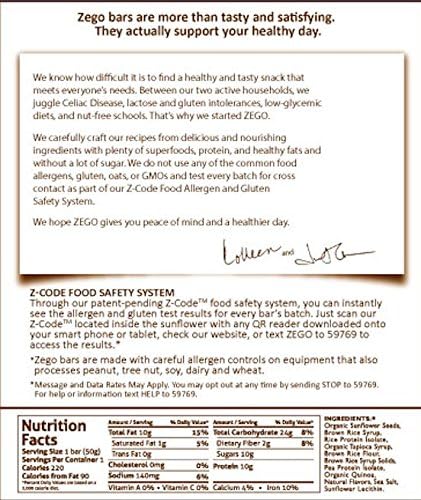 ZEGO Allergy-Friendly Energy Bars (Chocolate & Sunflower, 3 Boxes Each Flavor)