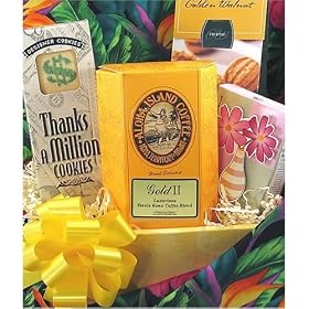 Thanks a Million Gift Basket of Kona Hawaiian Blend Coffee, Cookies and Candy by Aloha Island Coffee