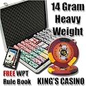 1000 King's Casino Poker Chip Set with Free WPT Rule Book. 14 Gram Heavy Weighted Poker Chips.