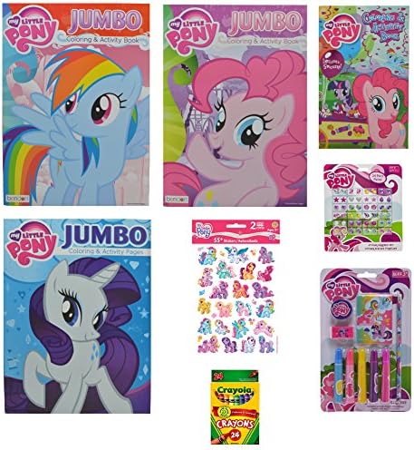 My Little Pony Gift Box by GiftMunkie - 8 Piece Coloring, Stickers, Earrings and Stationary Bundle