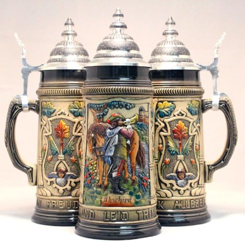 Pinnacle Peak PPT-019-0011 Rustic Abschied Farewell Trumpeter with Horse German Beer Stein 1 L