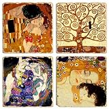 Drink Coasters, Klimt Tumbled Marble Drink Coaster Set 1