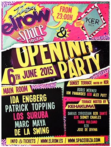 Elrow @ Space Ibiza Opening Party 2015 Poster - Multicolour, 40cm x 60cm
