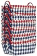 Bright Cotton Fabric Covered Small Checked Cases with Leatherette Handles 14"x10"x5" Set of 12