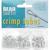 Beadsmith Variety Pack Shiny Silver Jewelry Crimp Tube Beads (475 Pack), 3 Size