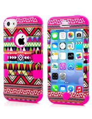myLife (TM) Hot Pink - Colorful Tribal Pattern Series (Neo Hypergrip Flex Gel) 3 Piece Case for iPhone 5/5S (5G) 5th Generation iTouch Smartphone by Apple (External 2 Piece Fitted On Hard Rubberized Plates + Internal Soft Silicone Easy Grip Bumper Gel + Lifetime Warranty + Sealed Inside myLife Authorized Packaging) "Attention: This case comes grip easy smooth silicone that slides in to your pocket easily yet wont slip out of your hand"
