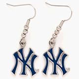 New York Yankees MLB Team NY Logo Enameled Dangle Earrings with beads