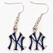 New York Yankees MLB Team NY Logo Enameled Dangle Earrings with beads