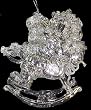 6" Victorian Clear & Silver Rocking Horse Santa Christmas Ornament #W5140S