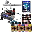 Master Airbrush&reg; Brand Finger Nail Decorating System. With Master G22 Airbrush, Air Compressor, Stencil Set of Over 100 Designs, 6' Air Hose, Black, Red, White, Blue, Yellow & Pink Nail Paint Kit in 2-oz Bottles. The Kit Now Includes a (FREE) How to Airbrush Training Book to Get You Started, Published Exclusively By Master Airbrush.