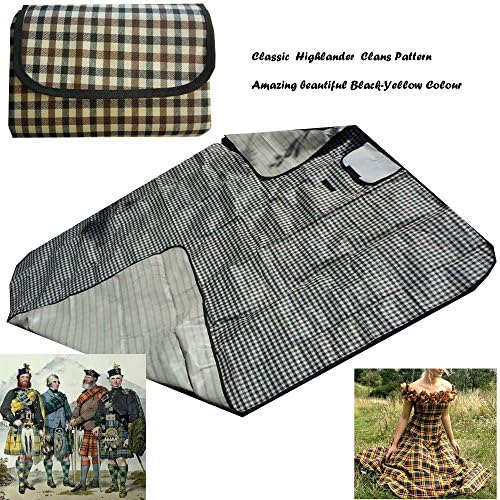 Zen Formosa All Purpose Durable Outdoor Picnic Blanket Camping Mat Moisture Resistant Polyester Top, Back side Sand, Waterproof and Stains-Resistant PVC Underside Lining Classic Scottish Tartan Pattern