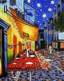 Art Reproduction Oil Painting - Cafe Terrace at Night Wall Tile - Tile 11 X 14 - Hand Painted Canvas Art