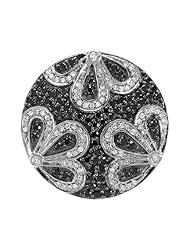 1.15 Carat (ctw) 10k White Gold Round Black and White Diamond Flower Gift Ladies Pendant with FREE 10K Gold Chain