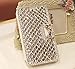 ACC5Star Extreme Deluxe Bling Diamante Diamond Crystal 3D Bow Bowknot Silk Leather Card Slots Wallet Case for Samsung Galaxy Note 4 + Random Color Stylus + Green Soft Clean Cloth with Logo - White