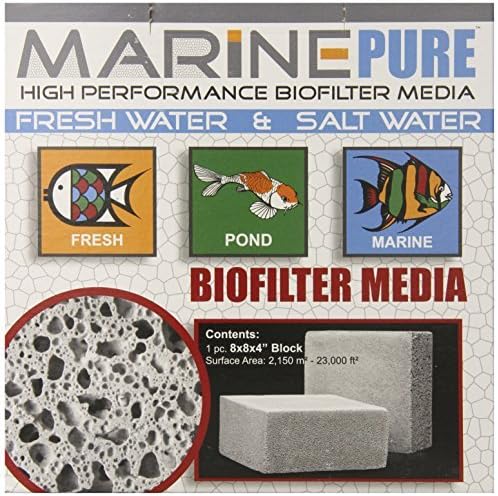 CerMedia MarinePure Block Bio-Filter Media for Marine and Freshwater Aquariums, 8 by 8 by 4-Inch by CerMedia MarinePure