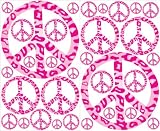 Pink Leopard Print Peace Sign Wall Decals Stickers Decor