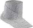 Jollylife Silver Diamond Rhinestone Ribbon Wrap Bulk 30 Feet - Wedding Decorations, Party Supplies