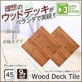 売れ筋のウッドタイル 天然木で作られた 9枚セット 直線×BR （ブラウン）