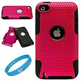 Metallic Pink Protective Rubberized Crystal Hard Snap-on Case and Black Silicone Gel Skin for Apple iPod Touch 4th Generation (8GB, 16GB, 32GB, 64GB)