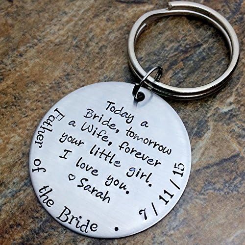 Father Of The Bride or Father Of The Groom Gift Personalized Wedding Day Gift Hand Stamped Keychain or Necklace Forever Your Little Girl or Forever Your Son
