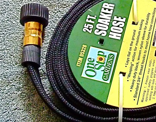 3/4 inch x 25 Foot Soaker Hose Heavy Duty Black, Woven Nylon