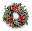 Festive Traditional Red Poinsettia Artificial Wreath, 50 cm