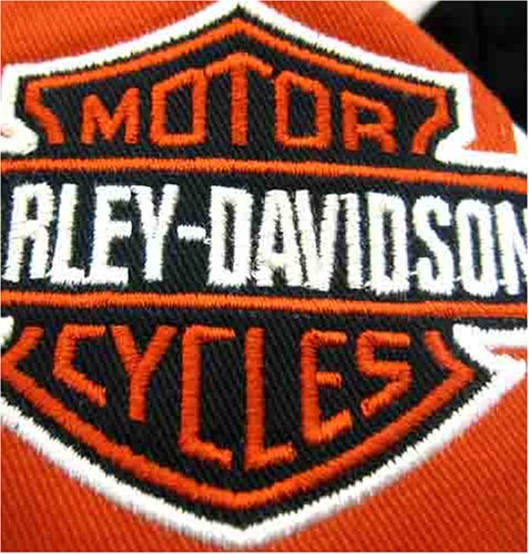 Harley Davidson Womens Prestige Cotton JacketNEW FOR 2008100% Cotton, water-resistant coating. Zipper front. Snap-down collar. Polly-twill lining. Action back. Snap cuffs. Two hand-warmer pockets and one inside pocket. Custom hardware. Colorblock design with twill appliqués and embroideries on front, back, and sleeves, 98413-08VW