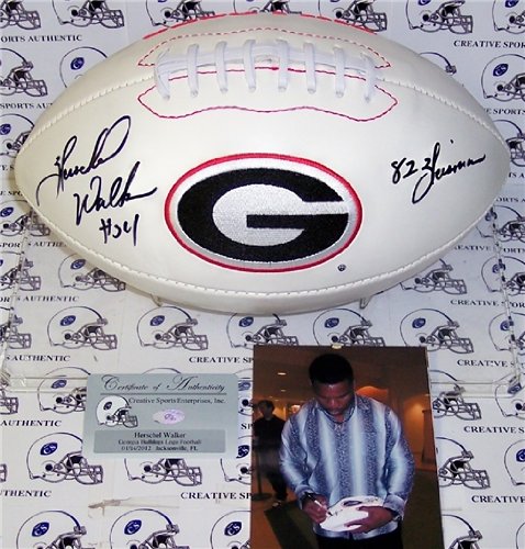 Herschel Walker Autographed/Hand Signed Georgia Bulldogs Logo Football